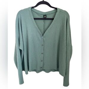 Wild Fable Women's Long Sleeve Button Front Waffle Top Size XL - Light T…